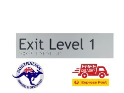 BRAILLE SIGN EXIT LEVEL 1 SILVER