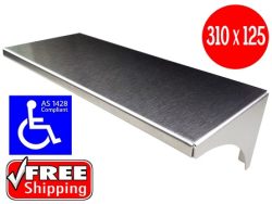 STAINLESS STEEL SHELF DISABLED BATHROOM AS1428.1 COMPLIANT