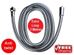 SHOWER HOSE 3 METRE FLEXIBLE STAINLESS STEEL AS1428.1