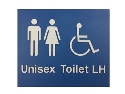 Braille Sign Unisex Toilet LH AS1428.1 Compliant