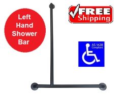 MATTE BLACK SHOWER GRAB BAR LEFT HAND AS1428.1