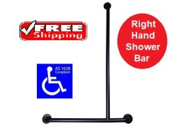 MATTE BLACK SHOWER GRAB BAR RIGHT HAND AS1428.1