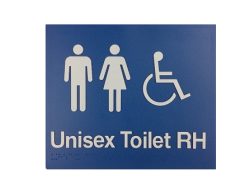 Braille Sign Unisex Toilet RH AS1428.1 Compliant