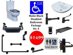 DISABLED TOILET PACKAGE NO. 4 MATTE BLACK BUNDLE