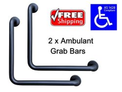 MATTE BLACK AMBULANT GRAB BAR (PAIR) 90° AS1428.1