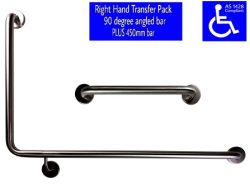 90° GRAB BAR + 450MM RH TRANSFER AS1428.1 COMPLIANT