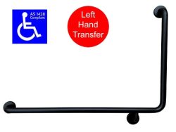 90° GRAB BAR LH TRANSFER MATTE BLACK AS1428.1