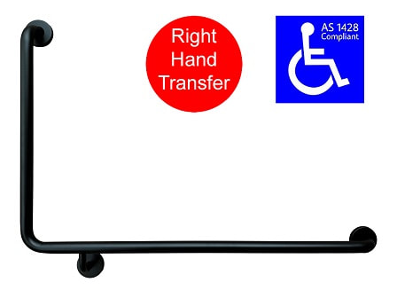 90° GRAB BAR RH TRANSFER MATTE BLACK AS1428.1