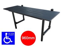MATTE BLACK DISABLED SHOWER CHAIR SEAT FOLDING WALL MOUNT COMMERCIAL AS1428.1