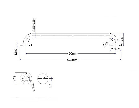 MATTE BLACK SAFETY RAIL GRAB BAR 450MM - Image 2
