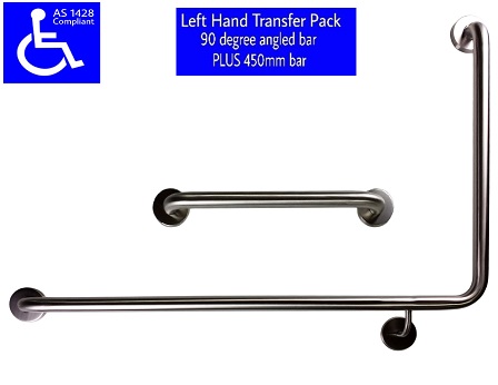 90° Grab Bar + 450mm LH Transfer AS1428.1 Compliant