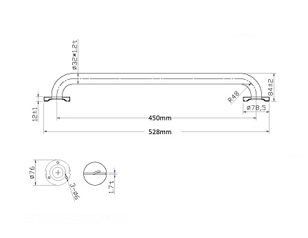 90° Grab Bar + 450mm LH Transfer AS1428.1 Compliant - Image 8