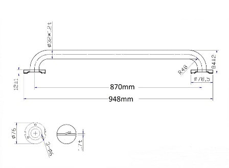 MATTE BLACK SAFETY RAIL GRAB BAR 900MM - Image 2