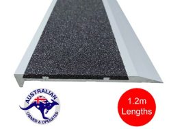 STAIR NOSING NOSE TREAD ALUMINIUM BLACK CARBORUNDUM INSERT AS1428.1