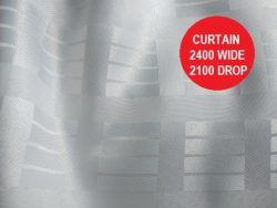 SHOWER CURTAIN WHITE BOX STRIPE WEIGHTED 2400 X 2100
