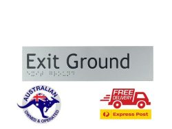 BRAILLE SIGN EXIT GROUND SILVER