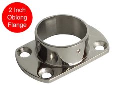 HANDRAIL OBLONG FLANGE BASE PLATE 316 STAINLESS 2"