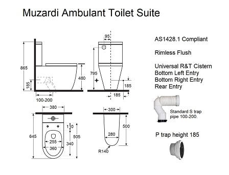 MUZARDI AMBULANT P TRAP TOILET SUITE CARE DISABLED - Image 4