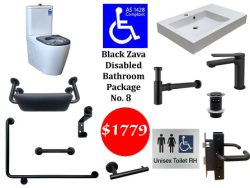 DISABLED TOILET PACKAGE NO. 8 ZAVA MATTE BLACK BUNDLE