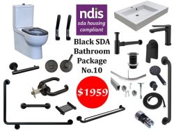 SDA NDIS DISABLED BATHROOM PACKAGE NO. 10 BLACK BUNDLE