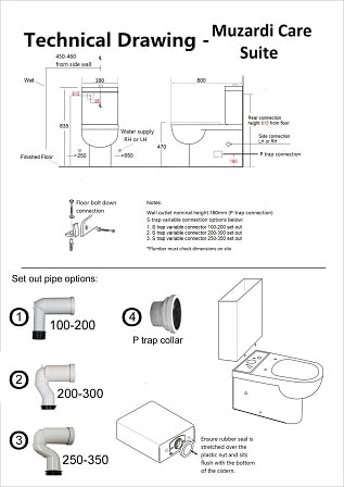 MUZARDI CARE TOILET SUITE P TRAP AS1428.1 COMPLIANT - Image 2