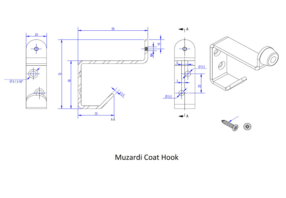 STAINLESS STEEL COAT HOOK AS1428.1 - Image 5