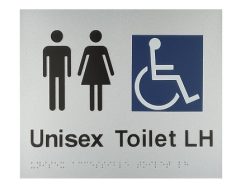 BRAILLE SIGN UNISEX TOILET LH SILVER