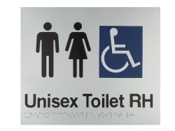 BRAILLE SIGN UNISEX TOILET RH SILVER
