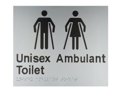 BRAILLE SIGN UNISEX AMBULANT TOILET SILVER