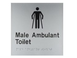 BRAILLE SIGN MALE AMBULANT TOILET SILVER