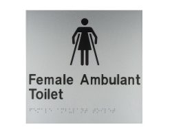 BRAILLE SIGN FEMALE AMBULANT TOILET SILVER