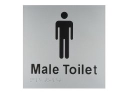 BRAILLE SIGN MALE TOILET SILVER
