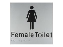 BRAILLE SIGN FEMALE TOILET SILVER