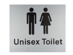 BRAILLE SIGN UNISEX TOILET SILVER