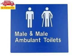 BRAILLE SIGN MALE AND MALE AMBULANT TOILET BLUE