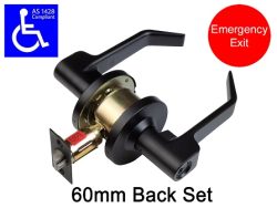 MATTE BLACK DISABLED ENTRANCE SET DOOR HANDLE LEVER LOCKSET 60mm BACK SET AS1428.1 SDA